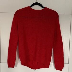 The Kooples Red Knit Sweater with Full Zipper Back size Small